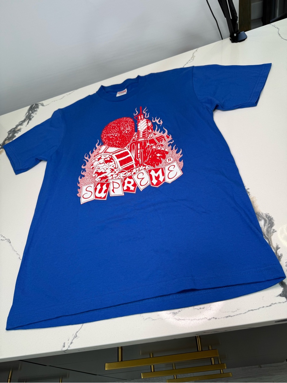 2019 FW19 SUPREME MERCENARY TEE SHIRT ROYAL BLUE WHITE RED BOX LOGO AR RIFLE S